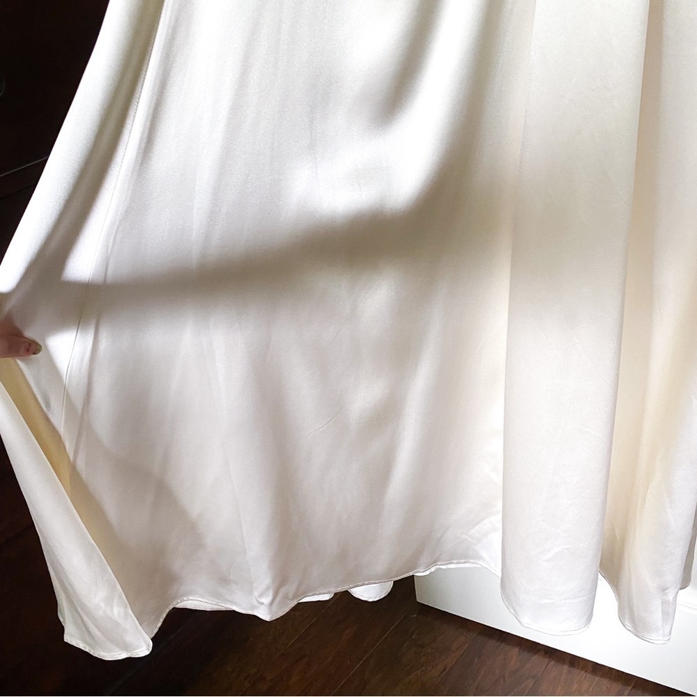 Reformation Dress Delphi Silk Slit Long-Sleeve Wedding‎ Maxi Ivory 2 FLAW - Picture 3 of 14
